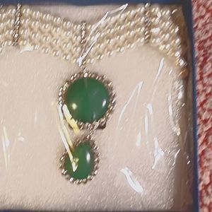 NWT Elegant Choker. 4 stands of pearls and beautiful Marcasite drop stones.